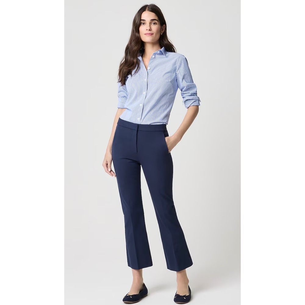 J.Crew Navy Blue Tall Cotton Nicki Flare Pants CQ751 Size 0T 0 Tall NEW